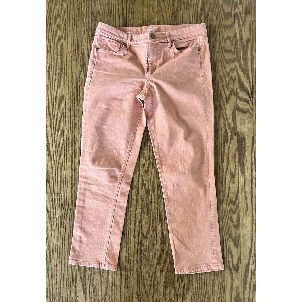 Ann Taylor Loft Womens Jeans Size 8 Orange Denim Modern Crop Cotton‎ Stretch